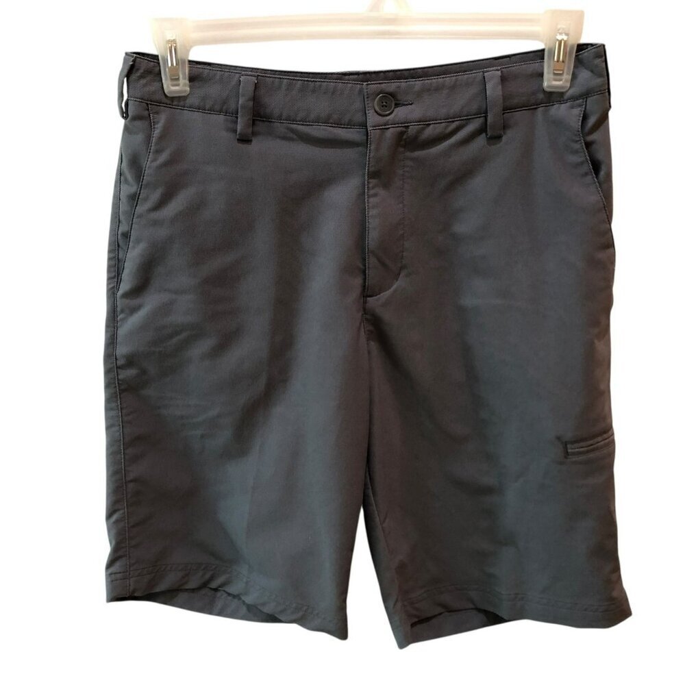 Adidas Mens Size 30 Solid Gray Chino Flat Front Flap Pockets Golf Shorts